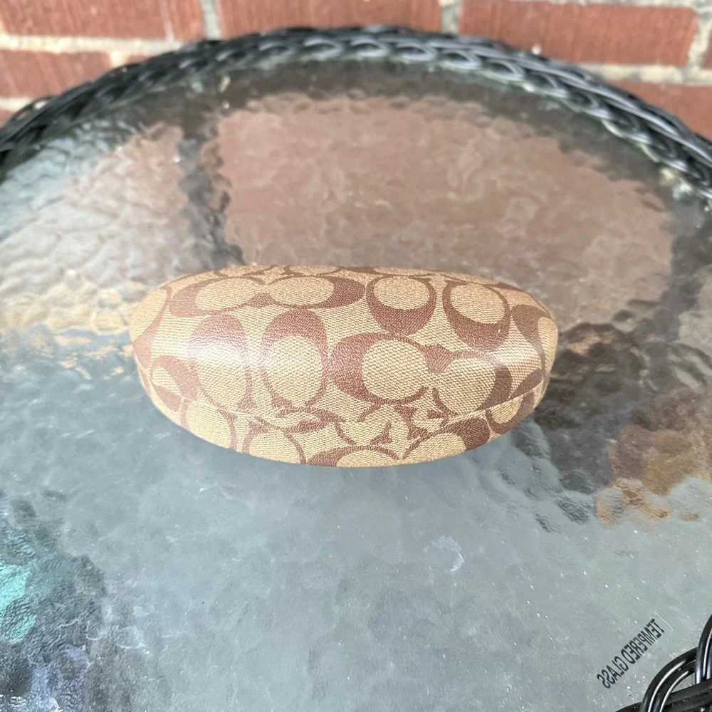 Coach Signature Monogram Hard Shell Sunglasses Eyeglass Case Brown Tan Logo